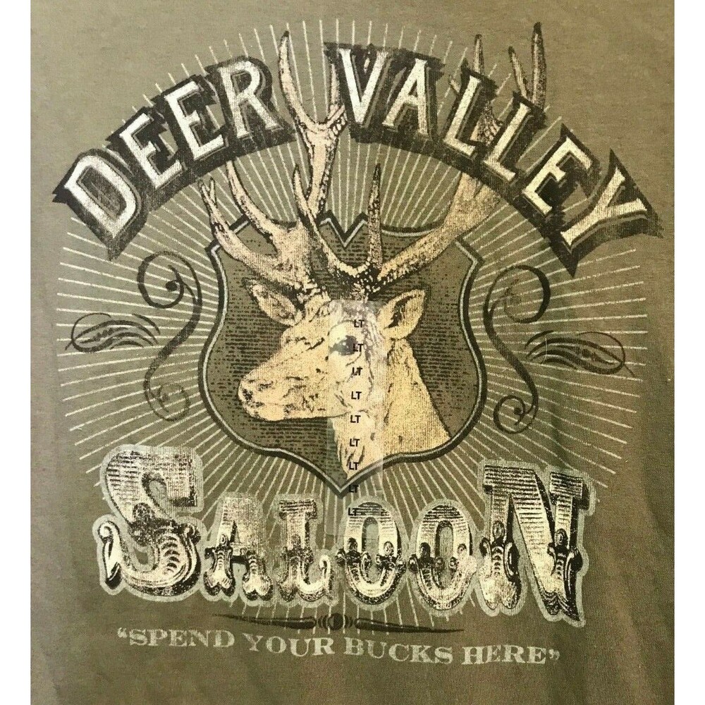 St. John's Bay Men's Military Green Cotton Deer Hunting Drinking T-Shirt LT NEW